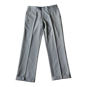Tiglio Luxe 2560 Flat Front Houndstooth Italy Wool Cuffed Dress Pants Size 38